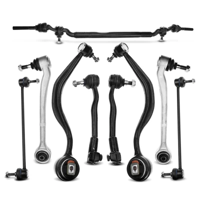9 Pcs Front Lower Control Arms Sway Bar Links Tie Rod End