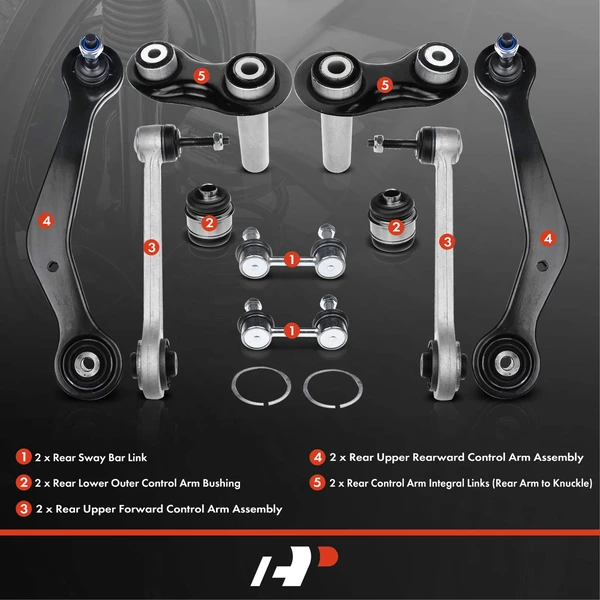 A Set of 10 Control Arm and Sway Bar Link Full Kit Rear Upper A-Premium APCA0308