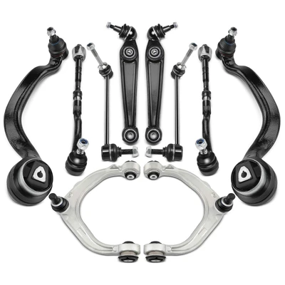 10 Pcs Front Suspension Control Arms & Ball Joint Sway Link Tie Rod