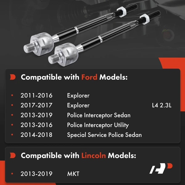 2 Pcs Front Inner Tie Rod End for Ford Explorer 2011-2017 Lincoln MKT 2013-2019