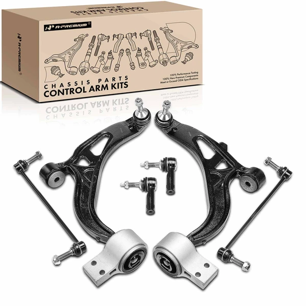 A Set of 6 Control Arm Sway Bar Link and Tie Rod End Kit Front Side A-Premium APCA5144