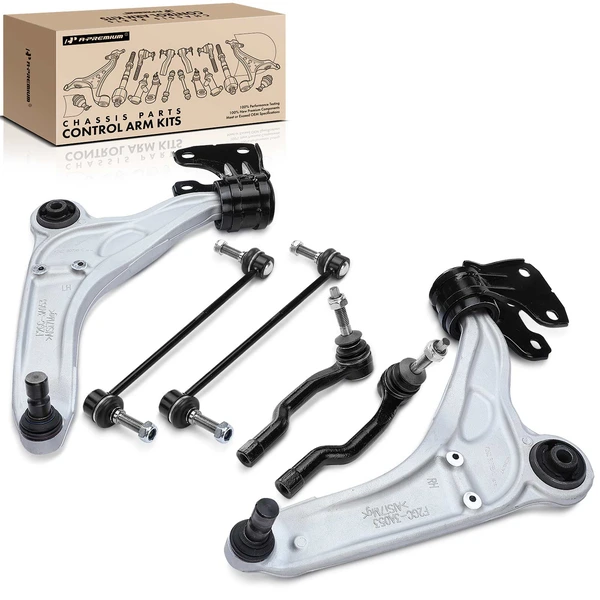 A Set of 6 Control Arm Sway Bar Link and Tie Rod End Kit Front Side A-Premium APCA4086