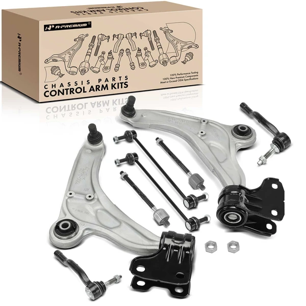 A Set of 8 Control Arm Sway Bar Link and Tie Rod End Kit Front Side A-Premium APCA5154