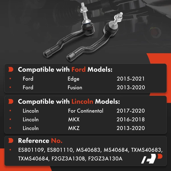 2 Pcs Outer Tie Rod End for Ford Edge 2015-2021 Lincoln Continental MKX