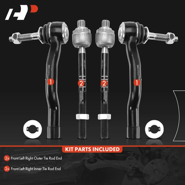 4 Pcs Inner & Outer Tie Rod End for Ford Edge 15-21 Fusion Lincoln MKZ 13-20 MKX