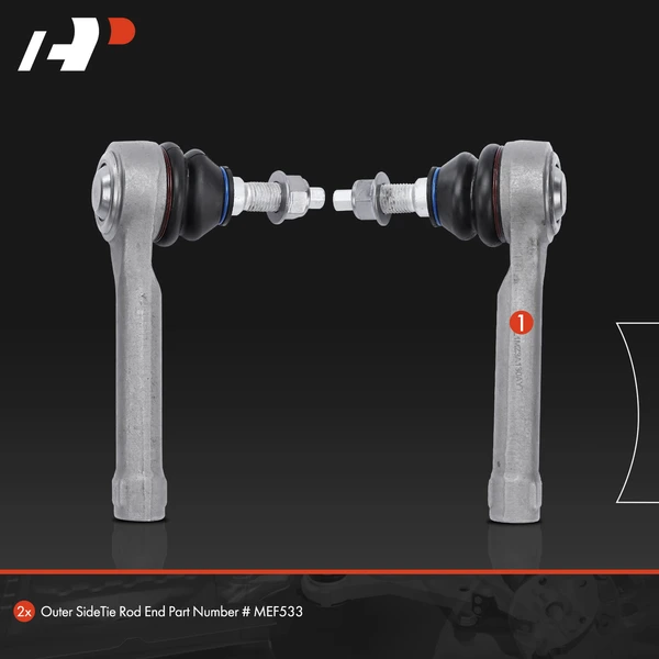 2 Pcs Front Outer Tie Rod End for Lincoln Aviator 2020-2022 V6 3.0L