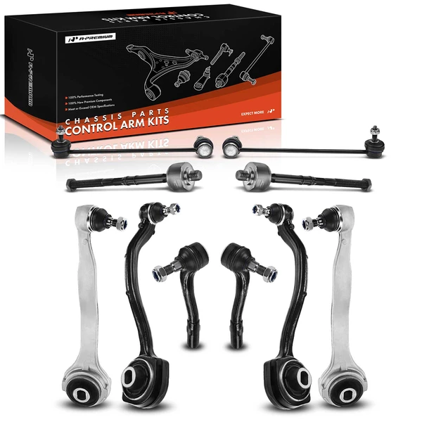 2007-2009 Mercedes-Benz CLK550 A Set of 10 Control Arm Sway Bar Link and Tie Rod End Kit Front Side A-Premium APCA0320