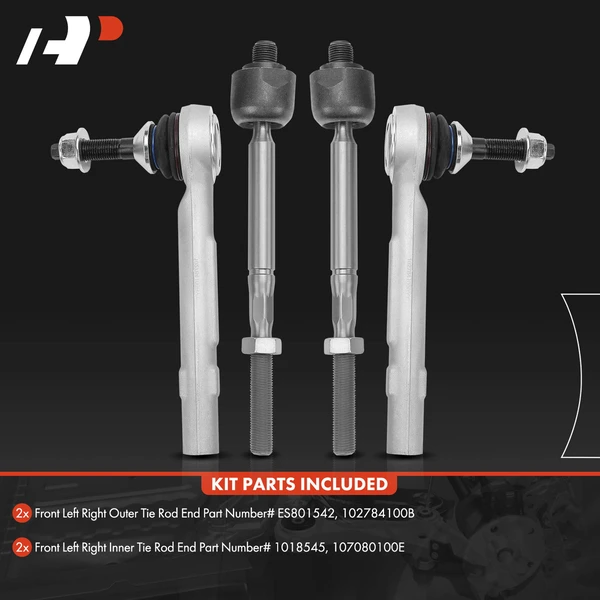 4 Pcs Outer & Inner Tie Rod End for Tesla X 2016-2022 S 2016-2020 ELECTRIC