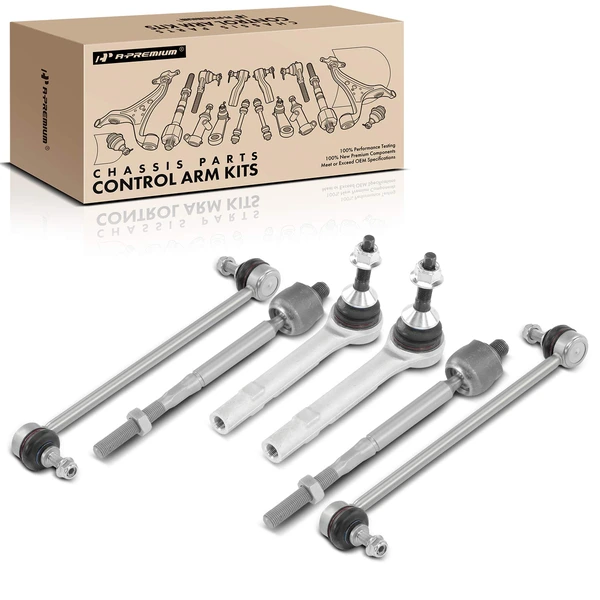 A Set of 6 Sway Bar Link and Tie Rod End Kit Front Side A-Premium APCA4108