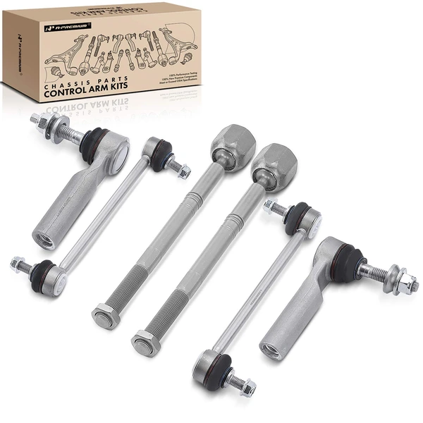A Set of 6 Tie Rod End and Sway Bar Link Kit Front Side A-Premium APCA5189