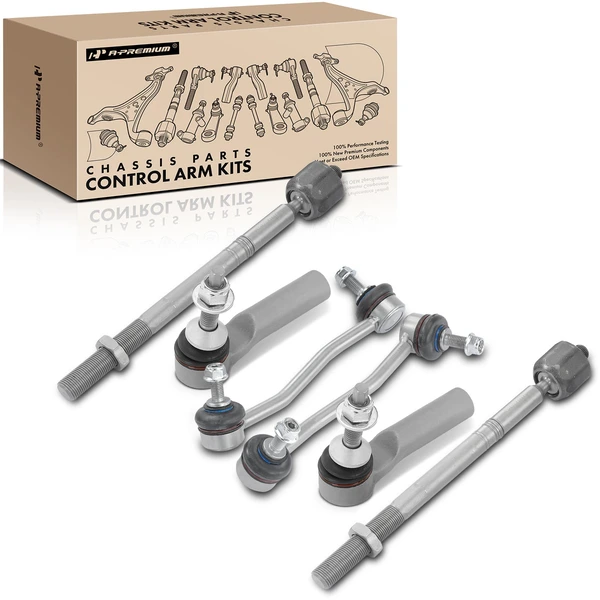 A Set of 6 Sway Bar Link and Tie Rod End Kit Front Inner & Outer A-Premium APCA5190