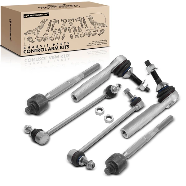 A Set of 6 Sway Bar Link and Tie Rod End Kit Front Inner & Outer A-Premium APCA4116