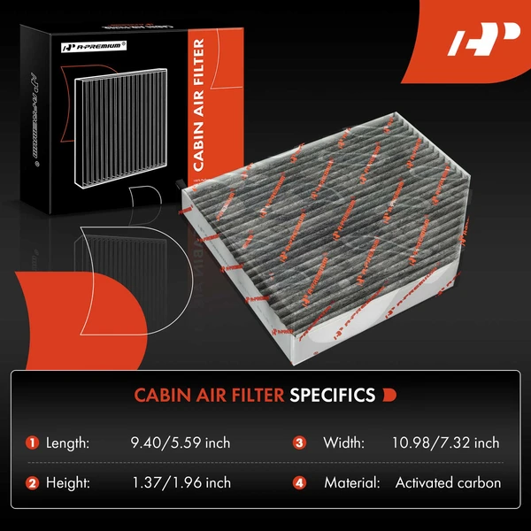 2 Pcs Activated Carbon Cabin Air Filter for Audi A4 09-16 A5 Quattro Under Glove Box