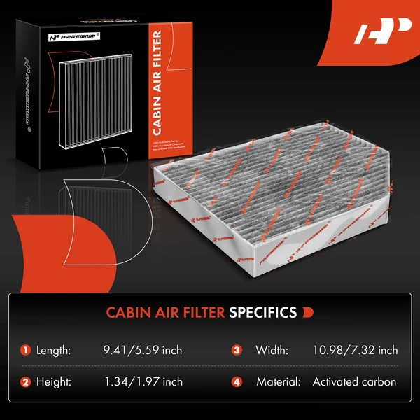 Activated Carbon Cabin Air Filter for Audi A4 09-16 A5 Quattro Under Glove Box