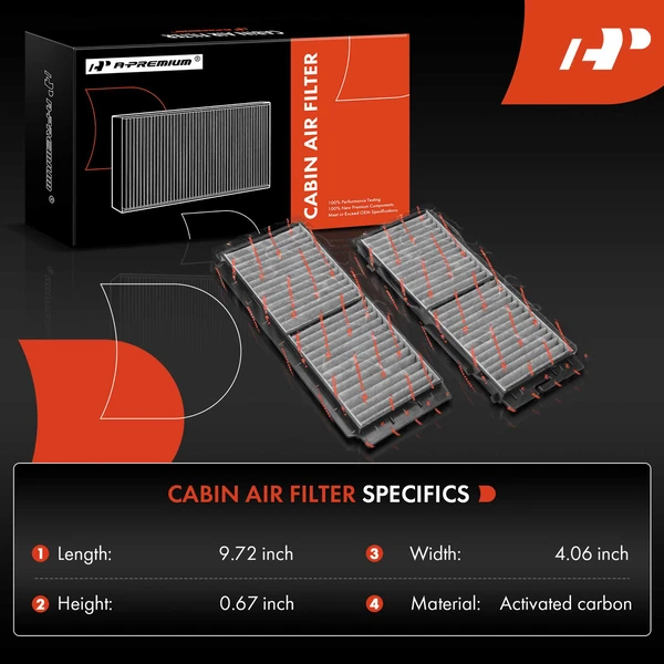 4 Pcs Activated Carbon Cabin Air Filter for Mazda 3 2010-2013 Under Glove Box