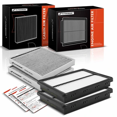 2 Pcs Engine & 2 Pcs Activated Carbon Cabin Air Filter