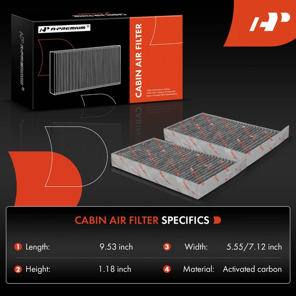 2 Pcs Activated Carbon Cabin Air Filter for Tesla Model 3 2017-2023 Y 2020-2023