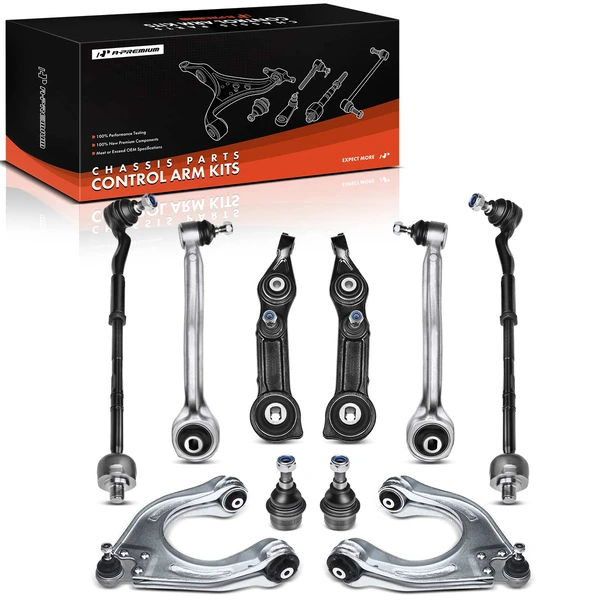 A Set of 12 Control Arm Ball Joint and Tie Rod End Kit Front Side A-Premium APCA0318