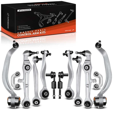 2001-2008 Audi A4 A Set of 12 Control Arm Sway Bar Link and Tie Rod End Kit Front Side A-Premium APCA0298