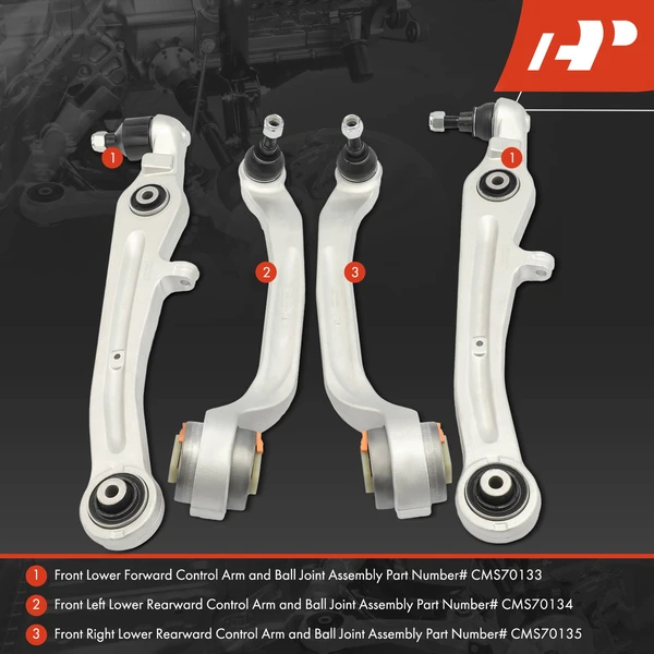 4-Pc Control Arm and Ball Joint Kit, Front Lower Forward & Rearward with Ball Joint A-Premium APCA6103