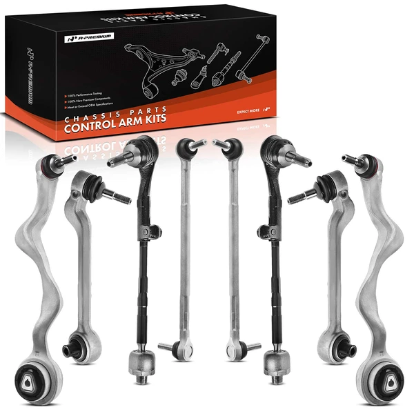 A Set of 8 Control Arm Sway Bar Link and Tie Rod End Kit Front Lower Rearward & Forward A-Premium APCA0347