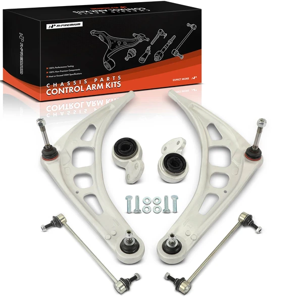 2001-2006 BMW 330Ci A Set of 6 Control Arm and Sway Bar Link Kit Front Side A-Premium APCA6108