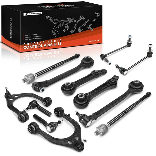 2005-2010 Chrysler 300 A Set of 12 Control Arm Sway Bar Link and Tie Rod End Kit Front Side A-Premium APCA0314