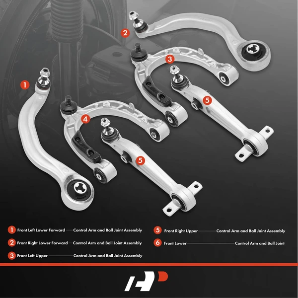 6-Pc Control Arm and Ball Joint Kit, Front Side with Ball Joint A-Premium APCA5193