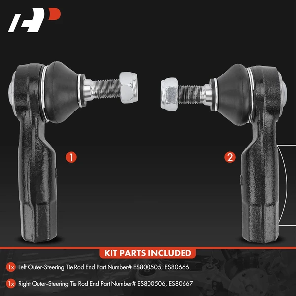 2 Pcs Outer Tie Rod End for Volkswagen Beetle 2012-2019 Golf Jetta Audi A3 Q3 S3