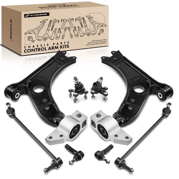 2007-2013 Audi A3 Quattro A Set of 8 Control Arm Ball Joint Sway Bar Link Tie Rod End Kit Front Side A-Premium APCA0509