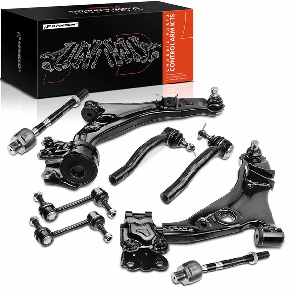 A Set of 8 Control Arm Sway Bar Link and Tie Rod End Kit Front Side A-Premium APCA2856