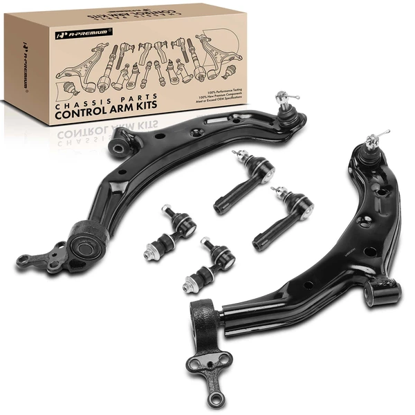 A Set of 6 Control Arm Sway Bar Link and Tie Rod End Kit Front Side A-Premium APCA2881
