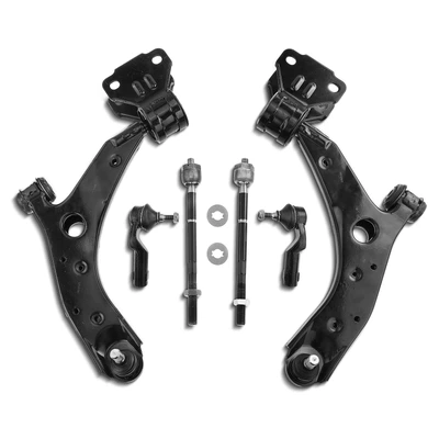 6 Pcs Front Lower Control Arm with Ball Joints Inner & Outer Tie Rod End