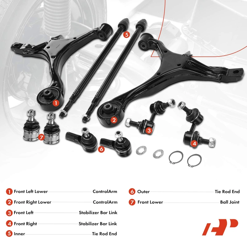 A Set of 10 Control Arm Ball Joint Sway Bar Link Tie Rod End Kit Front Inner & Outer A-Premium APCA3019