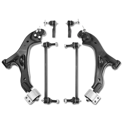6 Pcs Front Control Arm with Ball Joint Sway Bar Link Tie Rod End