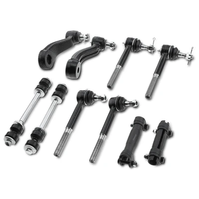 10 Pcs Front Idler Arm & Pitman Arm & Tie Rod End & Sway Bar Link