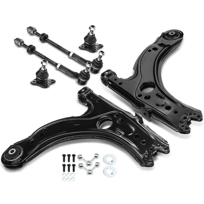 6 Pcs Front Lower Control Arm with Ball Joint Tie Rod End