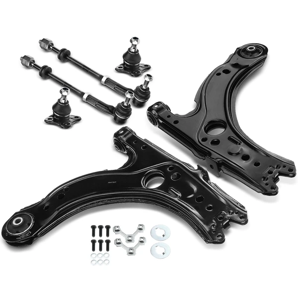 1999-2005 Volkswagen Jetta A Set of 6 Control Arm Ball Joint and Tie Rod End Kit Front Lower A-Premium APCA0582