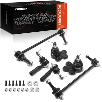 6 Pcs Front Stabilizer Sway Bar End Links & Tie Rod End