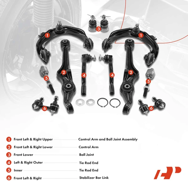 A Set of 12 Control Arm Ball Joint Sway Bar Link Tie Rod End Kit Front Side A-Premium APCA0637
