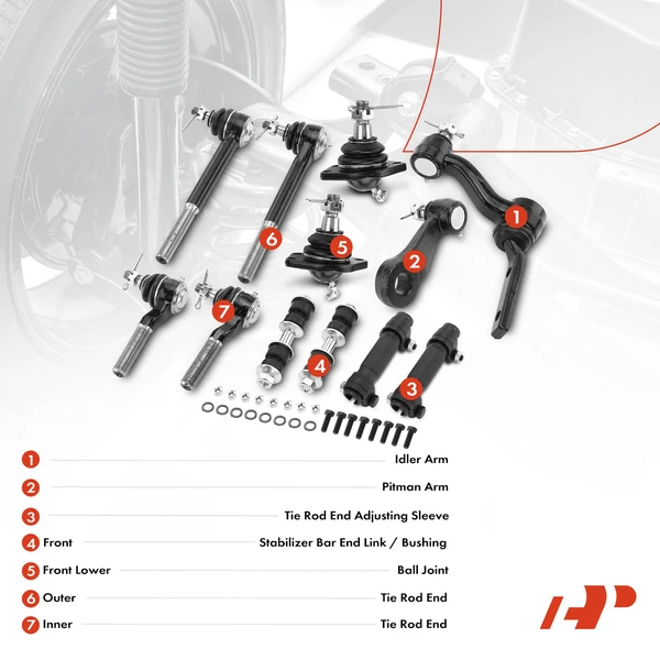 A Set of 12 Ball Joint and Sway Bar Link Full Kit Front Side A-Premium APCA0696