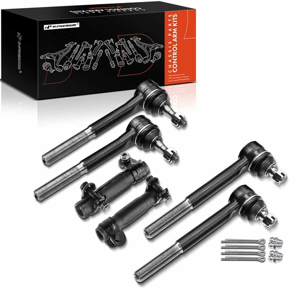 6 Pcs Front Tie Rod End & Adjusting Sleeve Kit for Chevy Express 1500 2500 3500 GMC