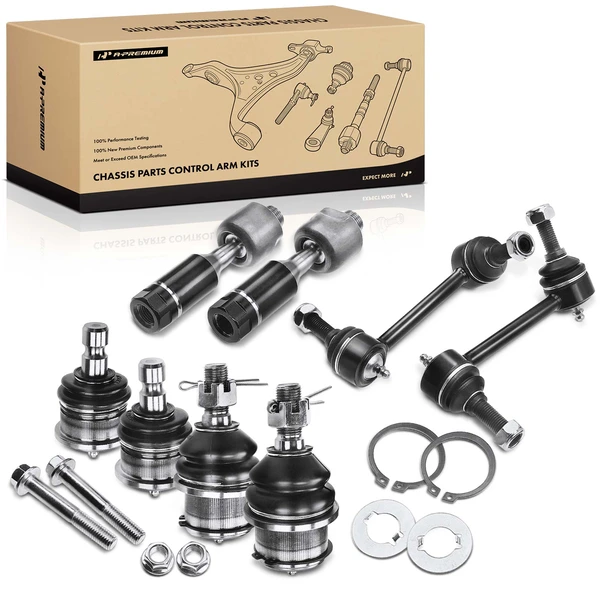 A Set of 8 Ball Joint Sway Bar Link and Tie Rod End Kit Front & Rear A-Premium APCA0723
