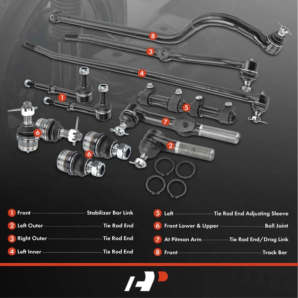 A Set of 13 Ball Joint and Sway Bar Link Full Kit Front Inner & Outer A-Premium APCA0757