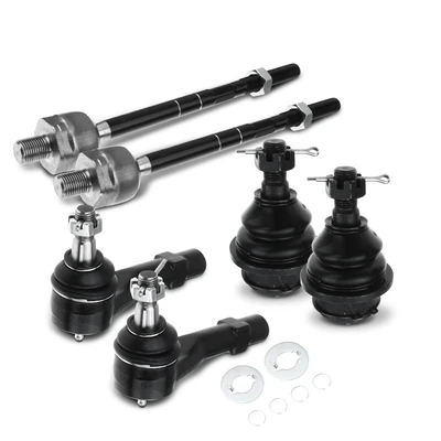 6 Pcs Inner & Outer Tie Rod End Front Lower Ball Joint