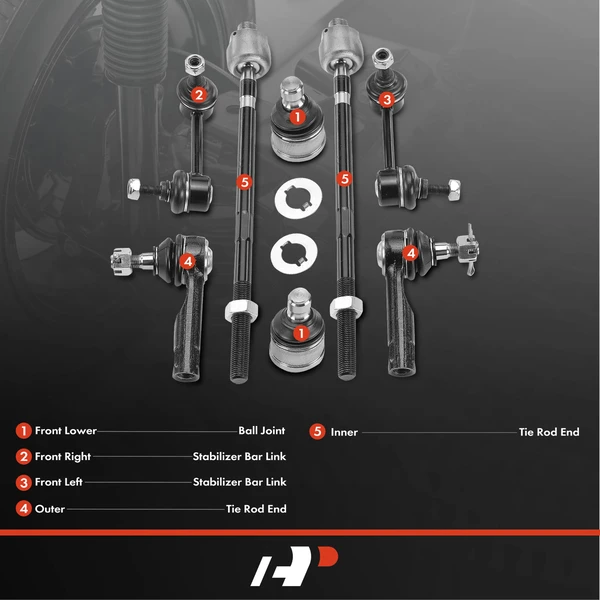 A Set of 8 Ball Joint Sway Bar Link and Tie Rod End Kit Front Side A-Premium APCA0893