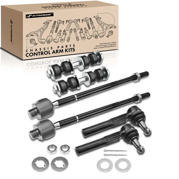 A Set of 6 Ball Joint Sway Bar Link and Tie Rod End Kit Front Inner & Outer A-Premium APCA1002