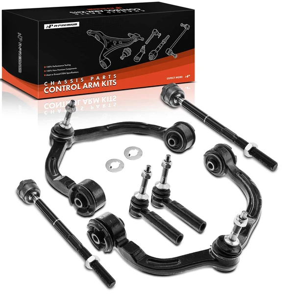 2003-2006 Ford Expedition A Set of 6 Control Arm Ball Joint and Tie Rod End Kit Front Side A-Premium APCA1024