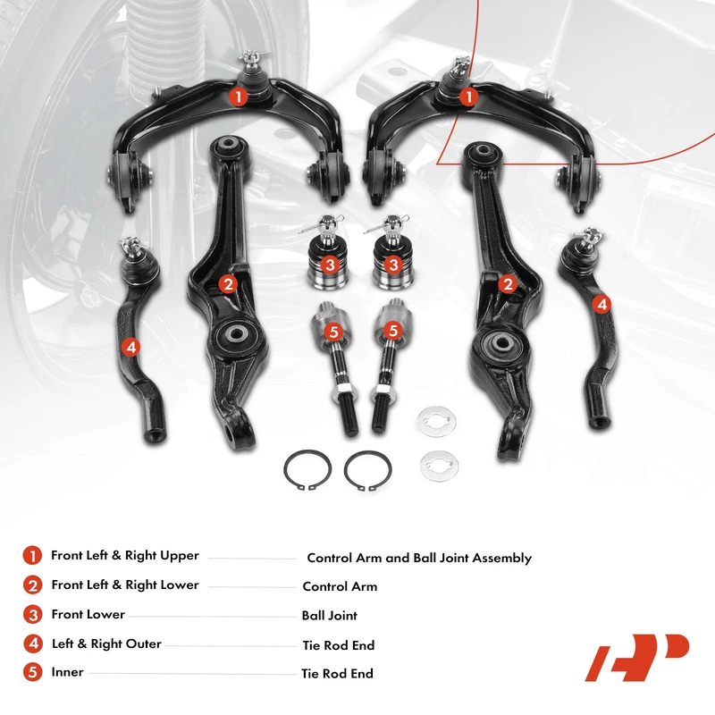 A Set of 10 Control Arm Ball Joint and Tie Rod End Kit Front Side A-Premium APCA1034