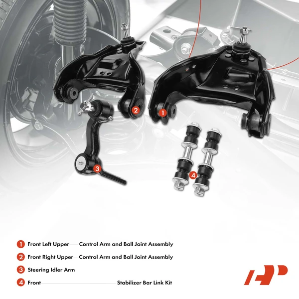 A Set of 5 Control Arm Ball Joint Idler Arm Sway Bar Link Kit Front Side A-Premium APCA1080